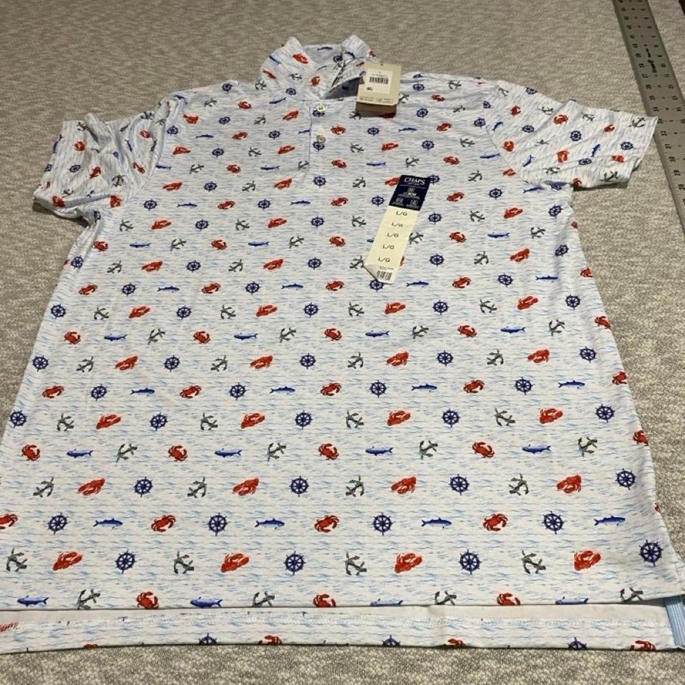 Chaps Nautical Short Sleeve Shirt Men Large. SKU-B878 Brand New with Tags